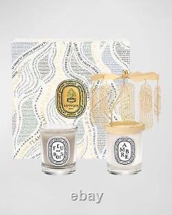 Ensemble de carrousel Diptyque avec deux bougies Ambre et Feu de Bois 2 x 2.4oz