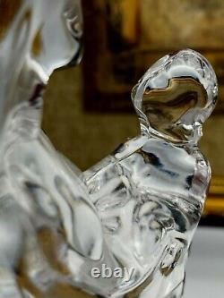 Ensemble de deux belles figurines en verre taillé en cristal Dame avec Enfant fabriquées en Italie.