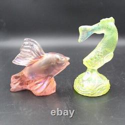 Ensemble de deux figurines en verre de carnaval Fenton représentant des poissons koï