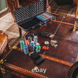 Ensemble de jetons de poker de casino de 500 pièces Texas Hold'em jeu de cartes professionnel & mallette