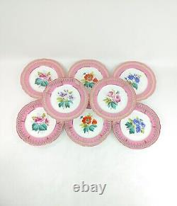 Ensemble de plaques en porcelaine à bordure dorée avec des fleurs roses, rouges, bleues et violettes pour deux personnes