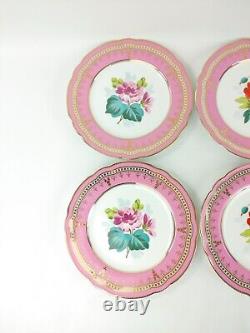 Ensemble de plaques en porcelaine à bordure dorée avec des fleurs roses, rouges, bleues et violettes pour deux personnes