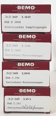 Ensemble de voitures Bahn local à deux essieux BEMO 3230 101, 106, 128, 140, HOm SWISS RhB.