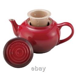 Ensemble théière et deux tasses Le Creuset dans une boîte rouge cerise neuve