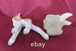 Ensemble vintage de deux figurines en porcelaine Lapin & Cerf ennemi