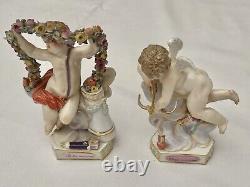 Figurines de Cupidon de Meissen. Lot de deux. Comme neuves, sans défauts.