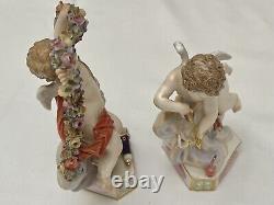 Figurines de Cupidon de Meissen. Lot de deux. Comme neuves, sans défauts.