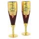 Glassofvenice Set De Deux Flûtes De Champagne En Verre De Murano 24k Gold Leaf Rouge