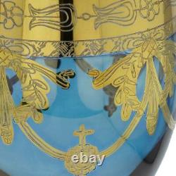 Glassofvenice Set De Deux Verres À Vin En Verre De Murano 24k Gold Leaf Blue