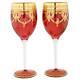 Glassofvenice Set De Deux Verres À Vin En Verre De Murano 24k Gold Leaf Rouge