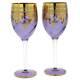 Glassofvenice Set De Deux Verres De Vin En Verre De Murano 24k Feuille D'or Violet