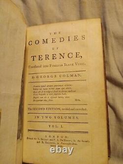 Les Comédies de Terence George Colman 1768, deux volumes, 2ème édition