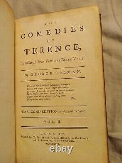 Les Comédies de Terence George Colman 1768, deux volumes, 2ème édition