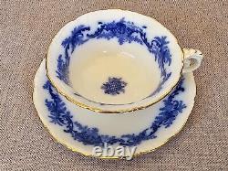 Lot de 11 ensembles de tasses et soucoupes anciennes Flow Blue Brown-westhead & Moore Cauldon