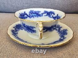 Lot de 11 ensembles de tasses et soucoupes anciennes Flow Blue Brown-westhead & Moore Cauldon