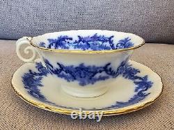 Lot de 11 ensembles de tasses et soucoupes anciennes Flow Blue Brown-westhead & Moore Cauldon