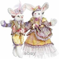 Mark Roberts Collector Mr & Mrs Cottontail Rabbit Set Of Two Sm 51-23244 Nouveau