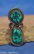 Navajo Anneau En Argent Sterling Avec Deux Réglages Turquoise C. 1970 Taille 7