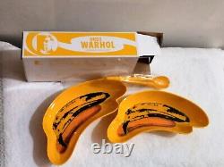 Nouvel ensemble de deux assiettes à banane split des années 1980 d'Andy Warhol, original du MOMA avec boîte.