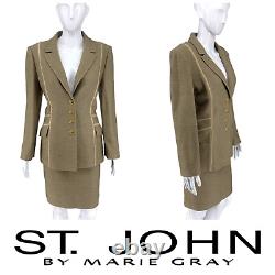 Nouvelle collection St. John de Marie Gray taille 10 Ensemble jupe en tricot K618083 Terra Sand NWT