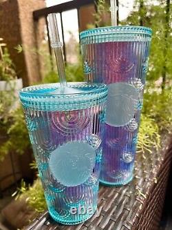 Nwt Set Of Deux Starbucks 2022 Spring Green Iridescent Core Tumblers Collection