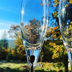 Orrefors Cristal Verres Champagne Fluté Intermezzo Noir Set Of Two