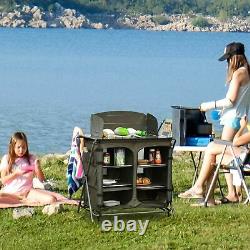 Outsunny Camping Cupboard Pliable Camping Kitchen Storage Unit Avec Pare-brise