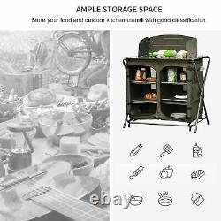 Outsunny Camping Cupboard Pliable Camping Kitchen Storage Unit Avec Pare-brise
