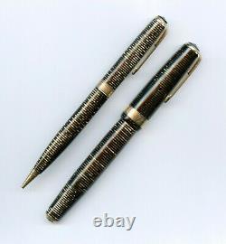 Parker Vacumatic Maxima Pen & Pencil Set, Xf Bicolore Flexible Nib, Or/brun