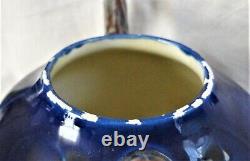 RARE & FABULEUX Antique TWIN SPOUT Wedgwood Majolica Théière Bleue Cobalt, 1889