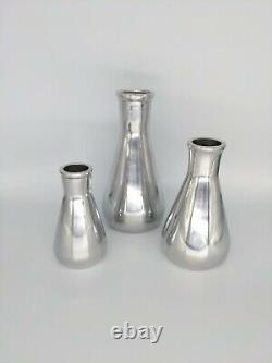 RARE Vintage Natura Par Two's Company Ensemble de 3 Vases Flasques en Métal Coulé Fait à la Main