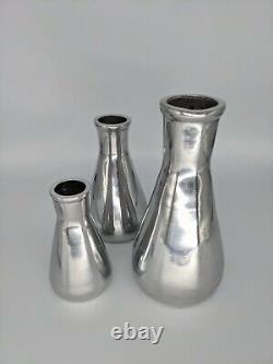RARE Vintage Natura Par Two's Company Ensemble de 3 Vases Flasques en Métal Coulé Fait à la Main