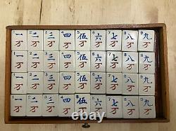 Rare Antique 1920's Deux Tons Chinois Mahjong Set En État Pristine