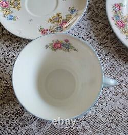 Rare Shelley Sheraton Blue 2323 Tea For Two Set With Dorothy Shape Cups 9 Pièces