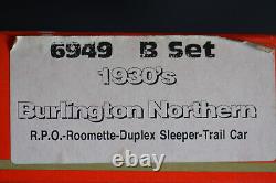 Rivarossi 6949 B Set Années 1930 Burlington Northern Ensemble de voitures de voyageurs en HO RPO Roomette Duplex