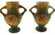 Roseville Pottery Two Vase Set Usa 168-6'' Signé Grand Cadeau Maison Décor