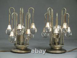 Sciolari Italie Production Set Deux Lampes Vintage Espace De Bureau Années 70 Verre