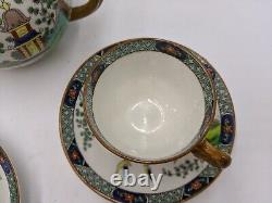 Service à thé en porcelaine osseuse chinoise Vintage Crown Staffordshire Willow pour deux