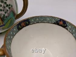 Service à thé en porcelaine osseuse chinoise Vintage Crown Staffordshire Willow pour deux