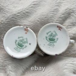 Tasses à thé et soucoupes florales en porcelaine osseuse Vintage Hammersley & Co fabriquées en Angleterre, ensemble de 2