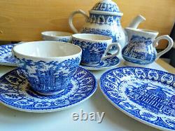 Thé pour deux Broadhurst Lady Diana Mariage 1981 Service à thé bleu et blanc avec 2 tasses