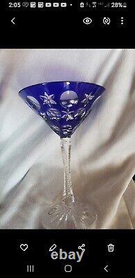 Verres à martini bleu cobalt Ajka Na Zdorovye. Ensemble de deux