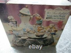 Vintage Enesco Tea For Two Music Set Avec Boîte Et Adaptateur Music Box
