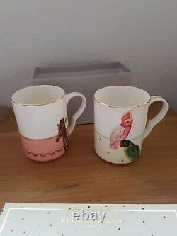 Yvonne Ellen Tea Time Set Of Two Mugs Parrot & Giraffe New In Box